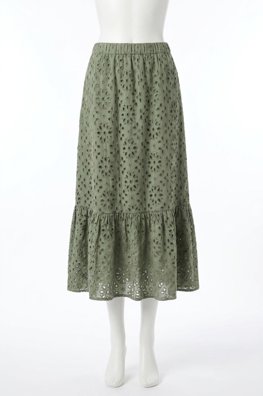 NEW TRIBAL pull on skirt with lining in moss